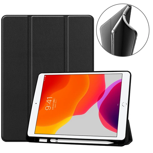 black Чехол для планшета для ipad 10,2 Чехол-книжка для Apple ipad 7 7 10," A2200 A2198 A2197 защитный чехол с держателем для ручки - Цвет: black