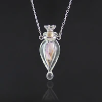 1pc clear water drop perfume bottle necklaces essential oil keep openable make a wish pendant blood vial necklace for women