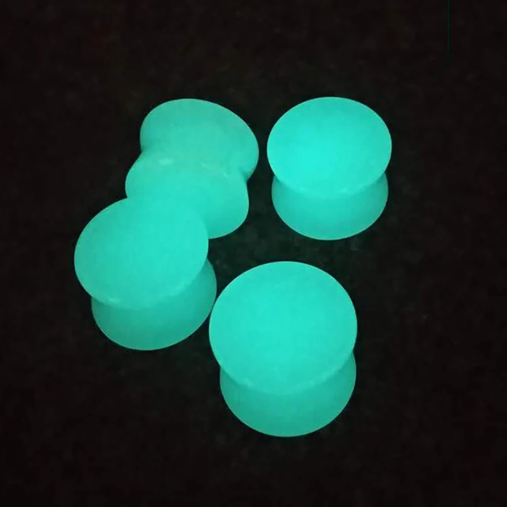 glow in dark Junloupy беруши набор датчиков серьги мочки растягивание 6-18 мм натуральный камень супы расширитель тела Набор для пирсинга телесные туннели 2 шт - Окраска металла: glow in dark
