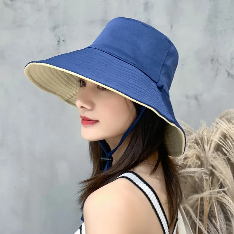 

Fashion Casual Sun Bucket Hat Summer Women's Cap Wide Brim Foldable Anti-UV Flat Fisherman Cap Panama Female Hat Gorro Pescador