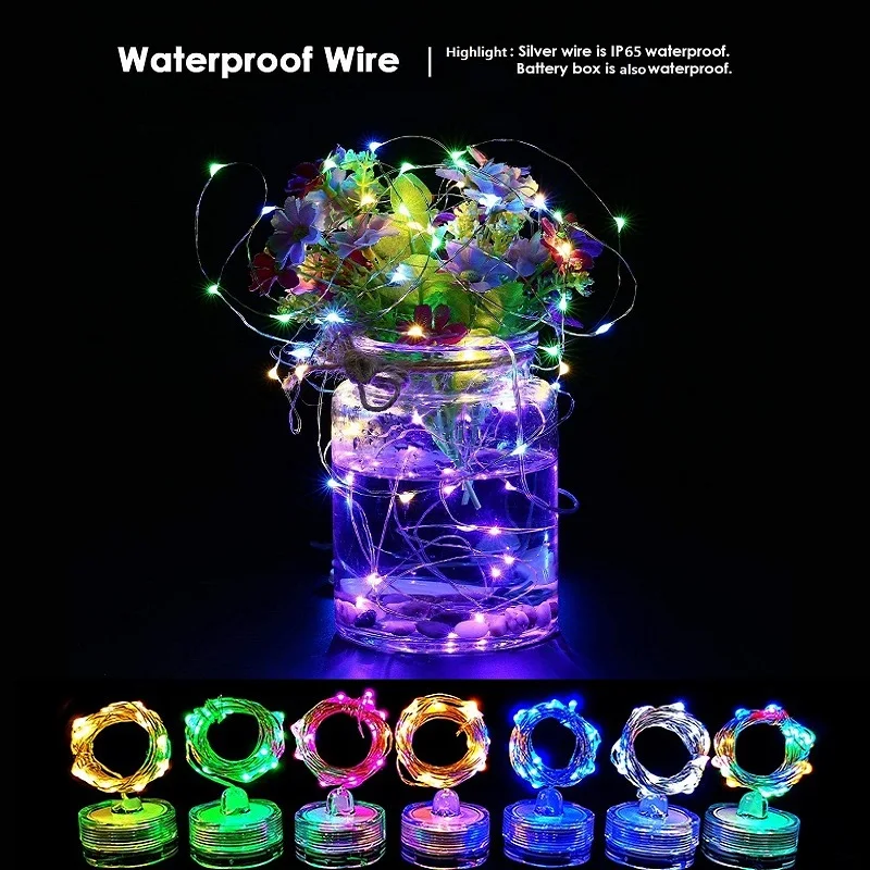 

10 Pack Diving Light LED Waterproof Battery Box Copper Wire String Light Plum Blossom Type Rainproof Light String Christmas