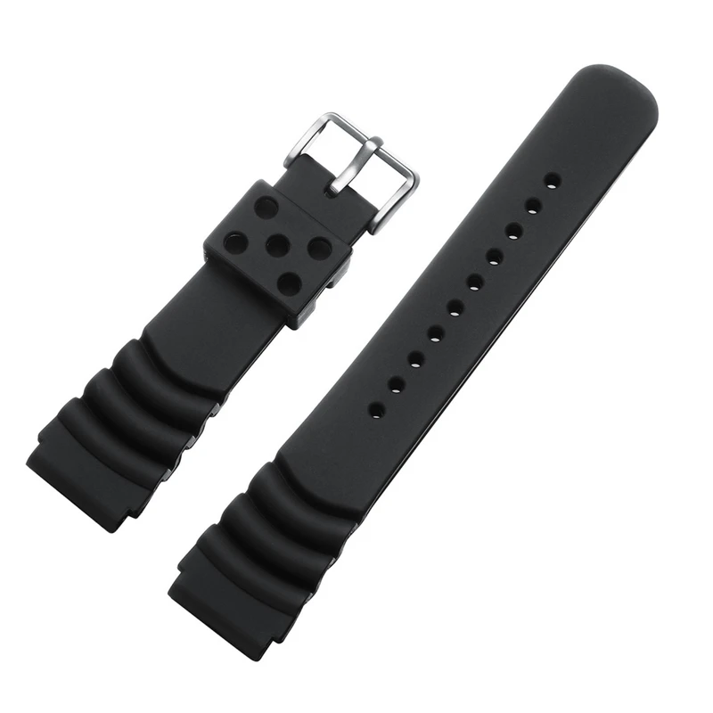 Ремешок силиконовый для мужских часов черный спортивный резиновый браслет