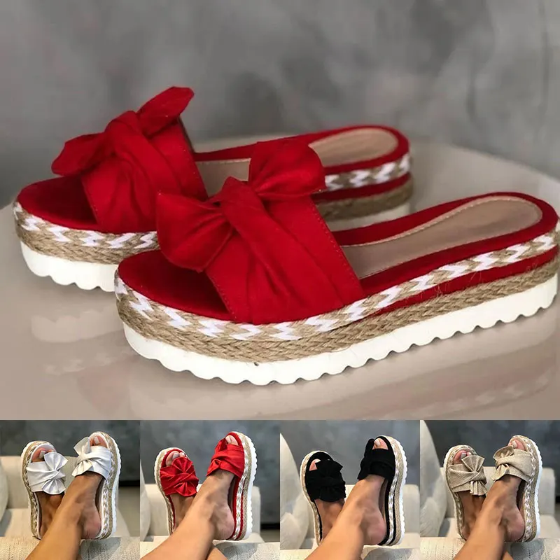 Женские шлепанцы с бантом Модель 2020 года Сезон лето Повседневные пляжные