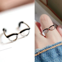 cute glasses boy ins japan and south korea sen series girl open ring adjustable enamel coloring ring finger buckle tail ring