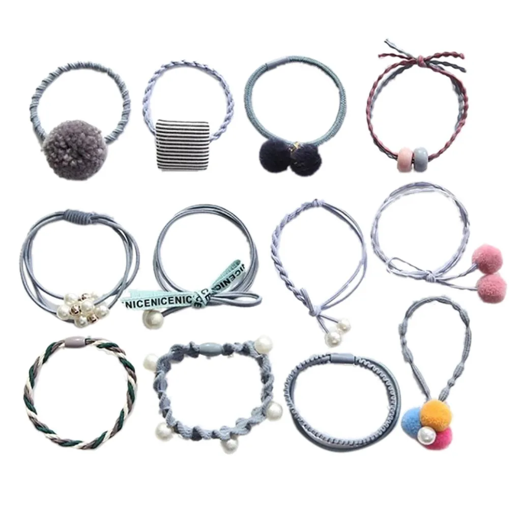 12 шт./лот женские аксессуары для волос резинки милые головные уборы повязка на