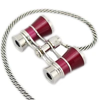 opera theater horse racing 3x25 glasses binocular telescope with chain silver red