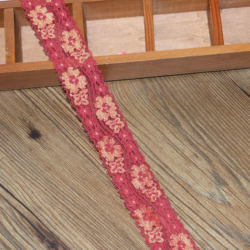 Кружево эластичное рисово-синее и красно-золотистое 5 ярдов 4 см аксессуары для