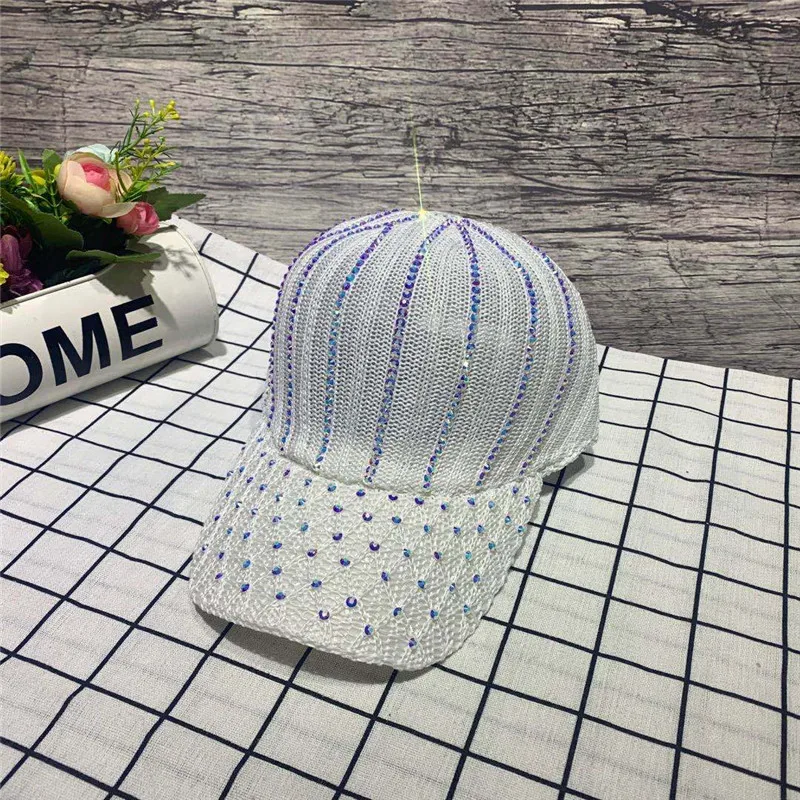 

Ap Female Spring and Summer Breathable Cap, Korean Cotton and Hemp Baseball Cap, Mesh Cap with Diamond Travel Sunshade Hat