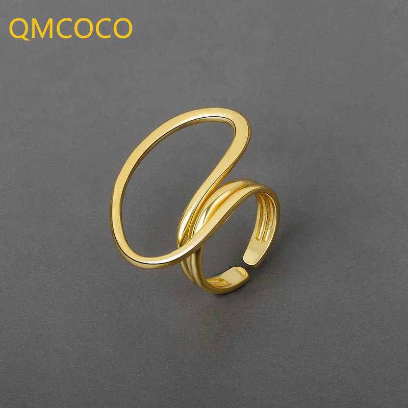

QMCOCO 2021 New Style 925 Silver Irregular Geometric Personality Open Rings Minimalist Ring for Women Party Jewelry