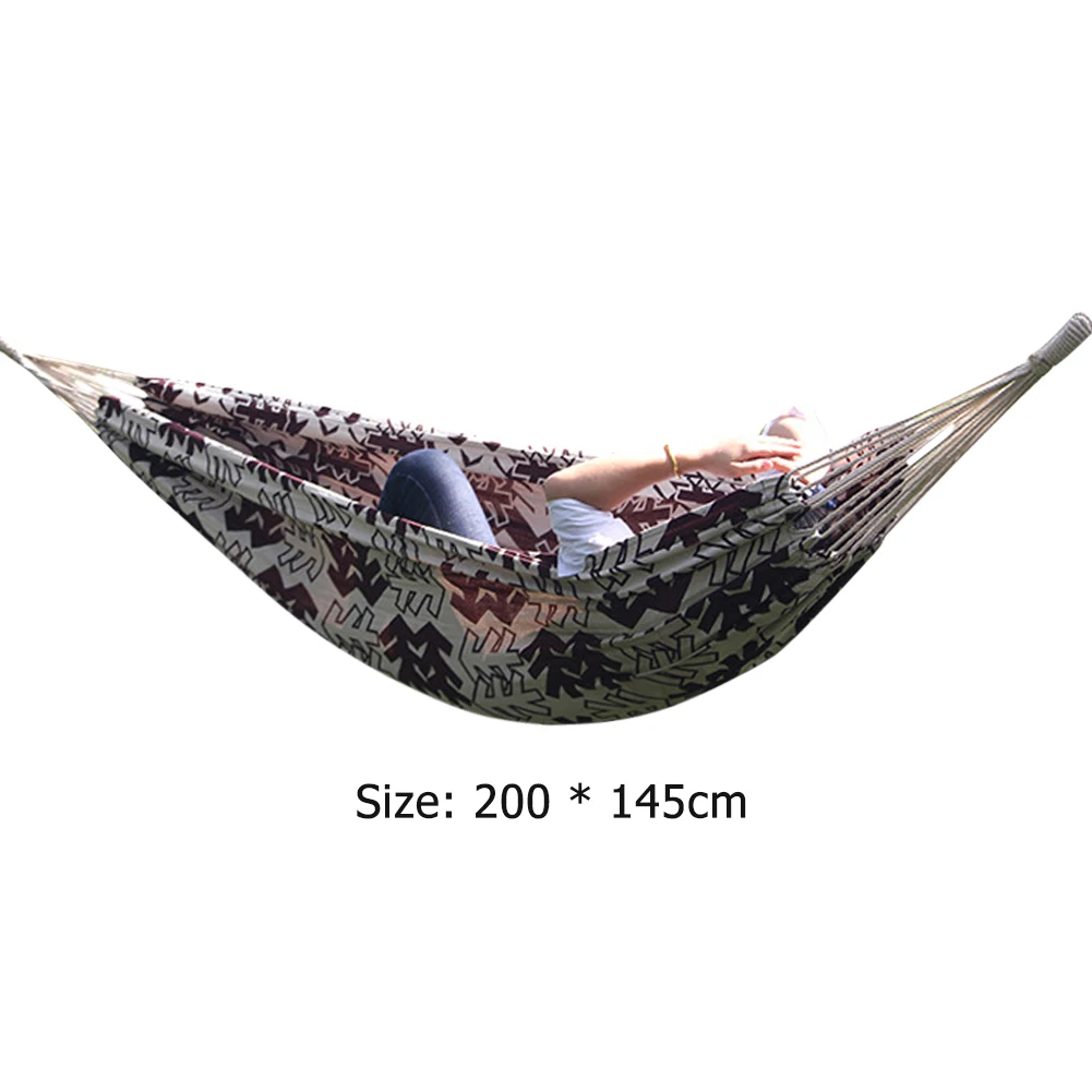 

Canvas Cotton Camping Hammock Printed Outdoor Indoor Travel Hiking Garden Patio Beach Swing Sleeping Bed for Home Leisure