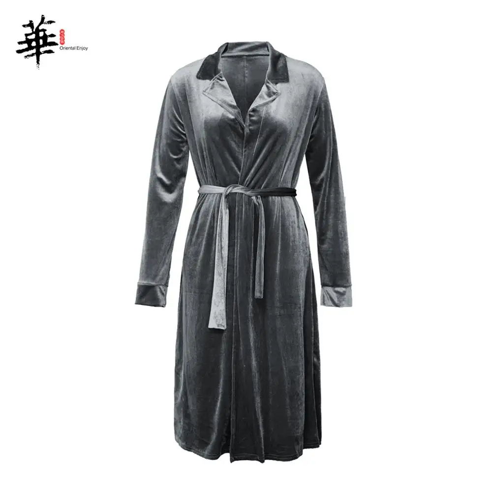 

Autumn Long Trench Coat for Women with Pockets Cardigan Coats Solid Color Belt Overcoat Casual Female