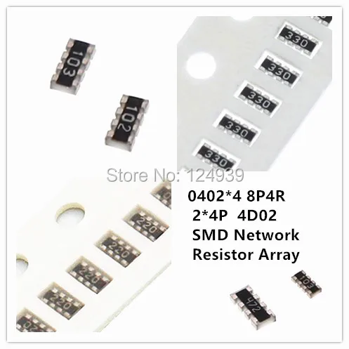 Сетевая резисторная матрица 100 шт. 0402*4 8P4R 2*4P 5% J SMD 4D02 200R 200ohm 220R 220ohm 240R 240ohm 270R 300R