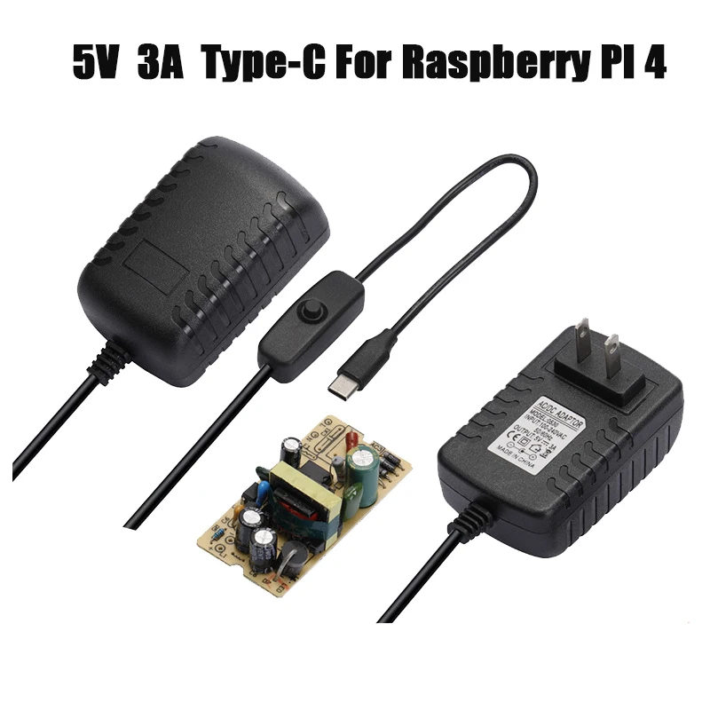 PI 4 Модель B 5 в 3 А В/3 а 3000 мА адаптер питания USB Type-C зарядное устройство источник