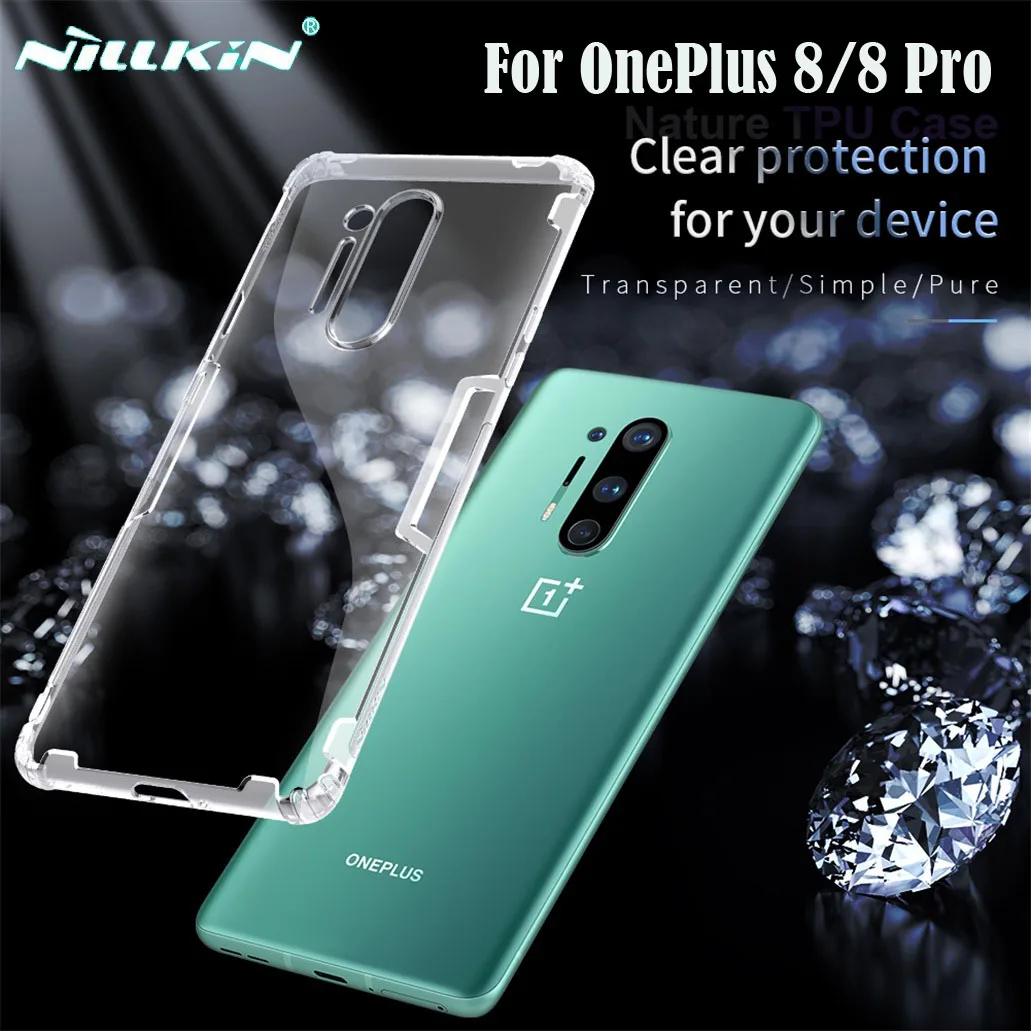 

For OnePlus 8 Cover OnePlus 8 Pro Case Nillkin Nature Transparent Clear Soft Silicon TPU 1+8 Pro Back Cover for One Plus 8 Pro