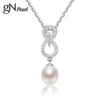 0 33 inch pearl natural freshwater pearl alloy necklace pearl pendant white imitation figure 8 shape with small sparkly diamonds