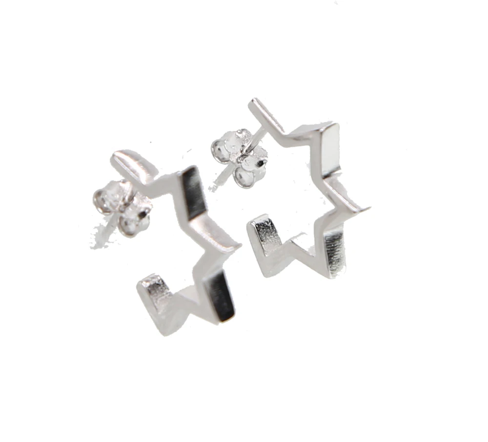 Женские серьги гвоздики из серебра 925 пробы золотистого цвета|star earrings|designer