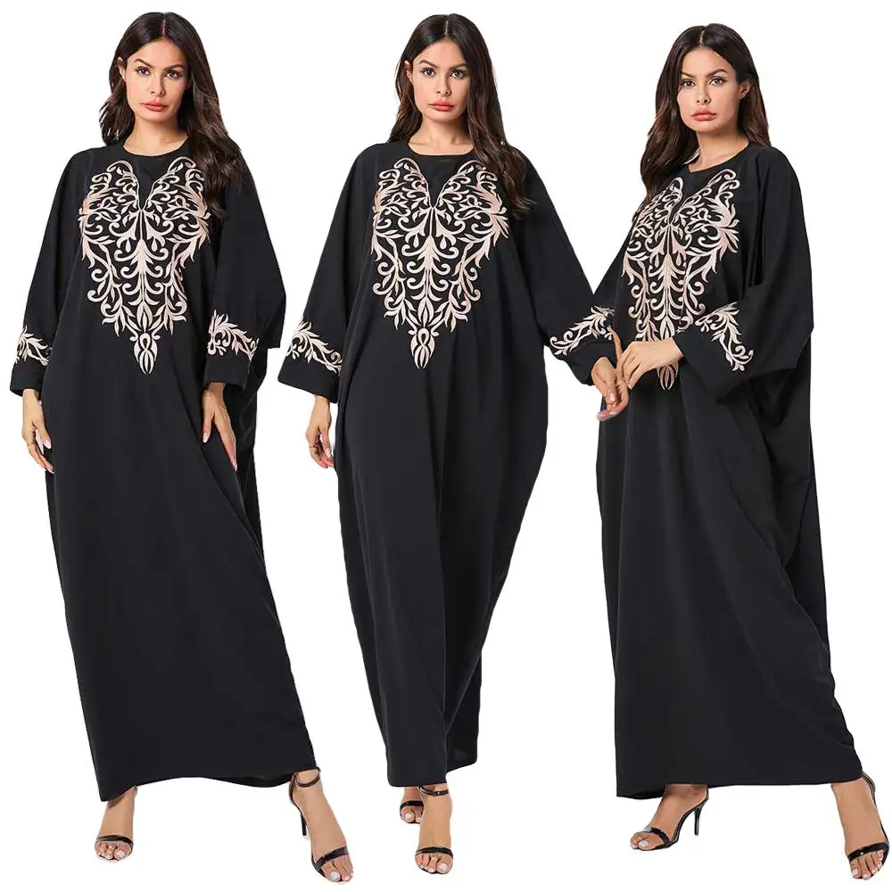 

Abaya Muslim Women Maxi Dress Dubai Batwing Sleeve Farasha Jilbab Islamic Kaftan Arab Robe Ramadan Gown Oversize Abayas Caftan