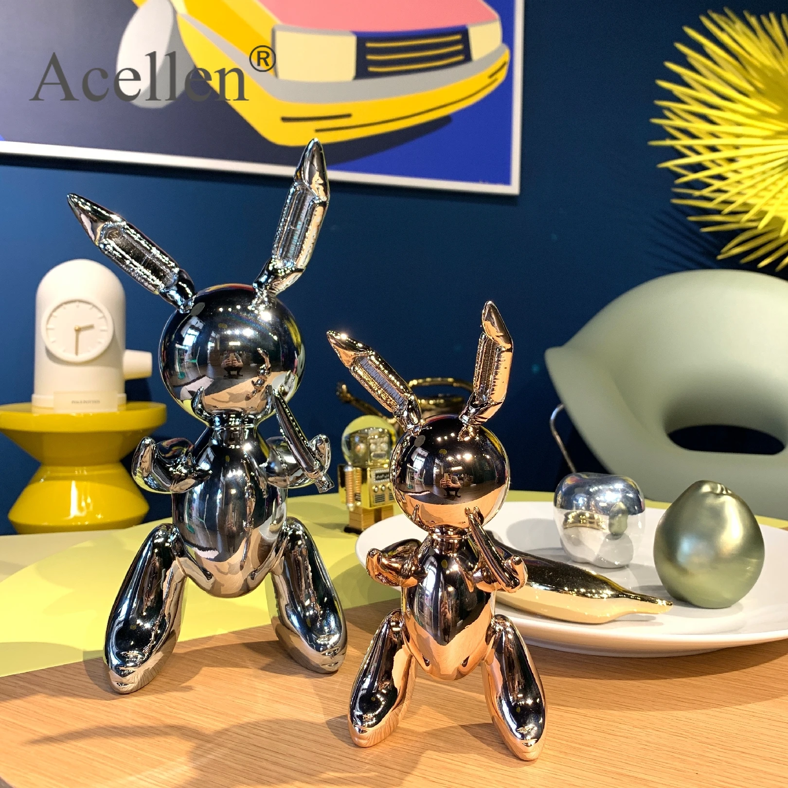 Милый Шарик кролик статуя смола скульптура домашний декор Современная