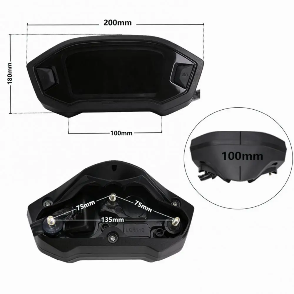 

Universal LCD Digital Motorcycle Speedometer Odometer Gauge for 2/4 Cylinder