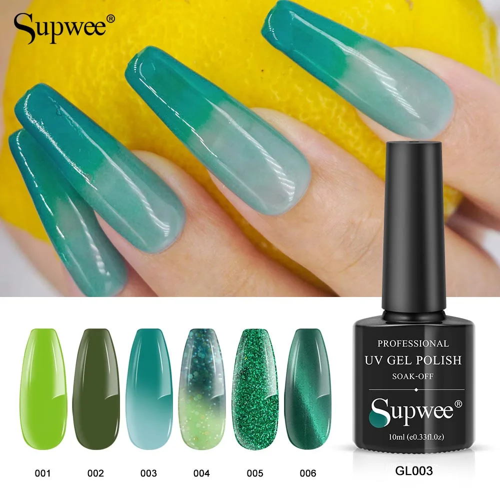 

SUPWEE 10ML 2 In 1 Thermal Nail Gel Polish Soak Off Semi Permanent Temperature Color Changing Gel Nail Art Mood Thermo Chameleon