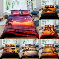 coconut tree landscape duvet cover with pillowcase tropical animal giraffe fall leaf quilt covers sunset sea scenery bedding set