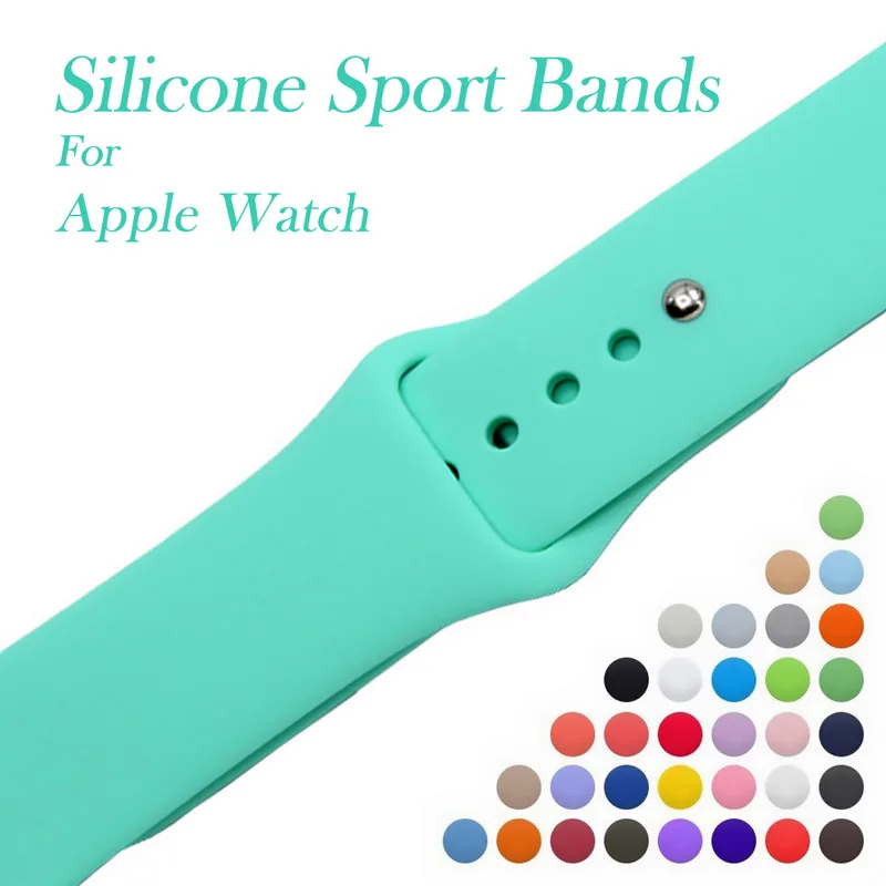Ремешок силиконовый для Apple Watch band 38 мм 42 спортивный браслет iWatch 4 44 40 аксессуары
