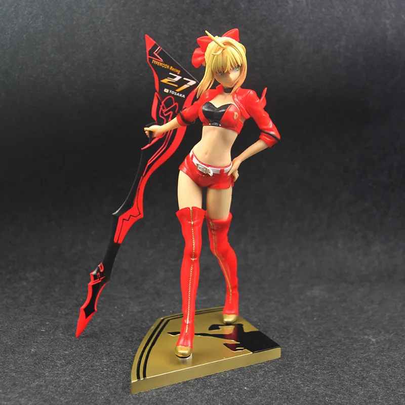 

2021 hot 23cm fate/stay night saber Racing girl Action figure toys doll collection Christmas gift with box