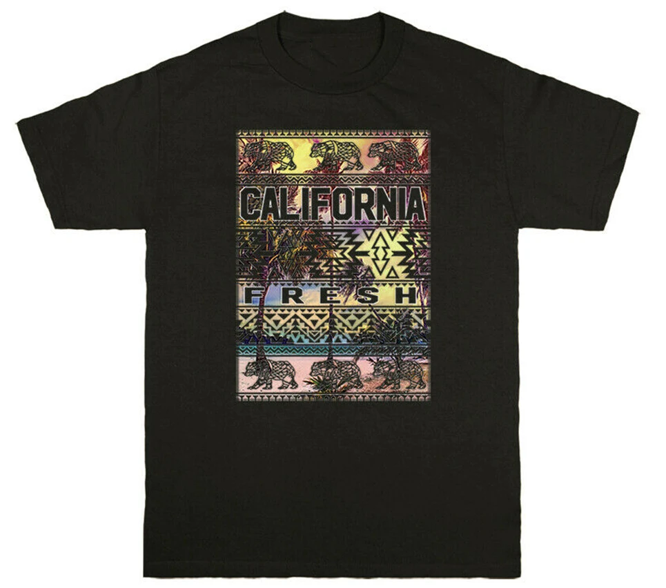 Медведь Cali ацтекский медведь California Республика графическая футболка одежда с