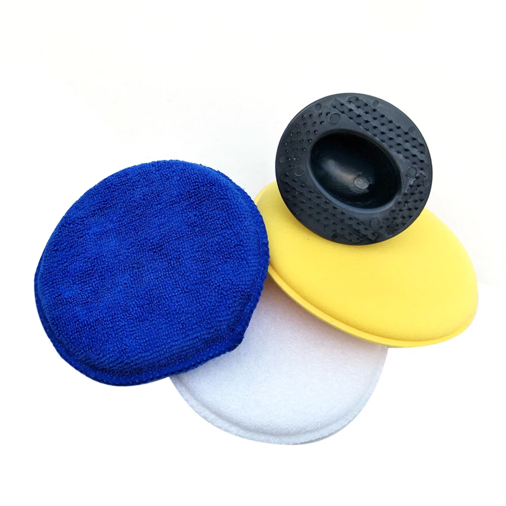 

3+1 High-Density Polishing Waxing Sponge Set Microfiber Anti-Scratch Car Care Cleaning Polishing Sponge with Handle Waxing Pad