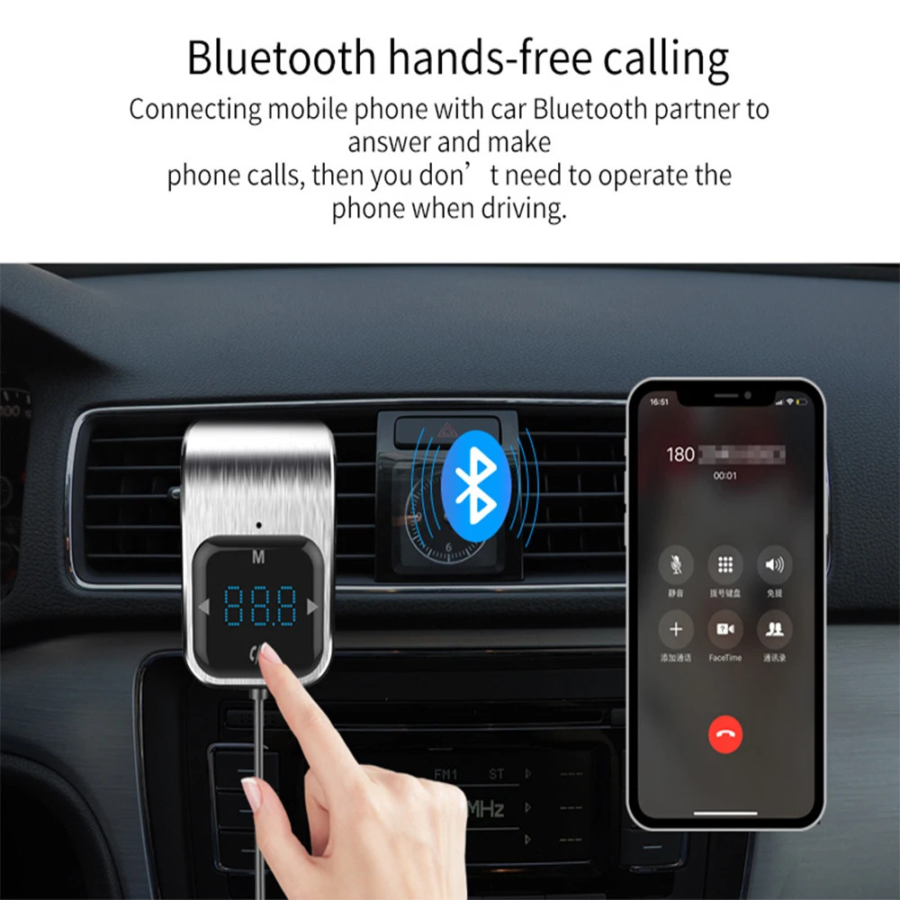 Fm-передатчик Bluetooth автомобильный беспроводной радио адаптер AUX MP3-плеер Автомобильное зарядное устройство прикуриватель двойной usbс ручной свободные говорящие