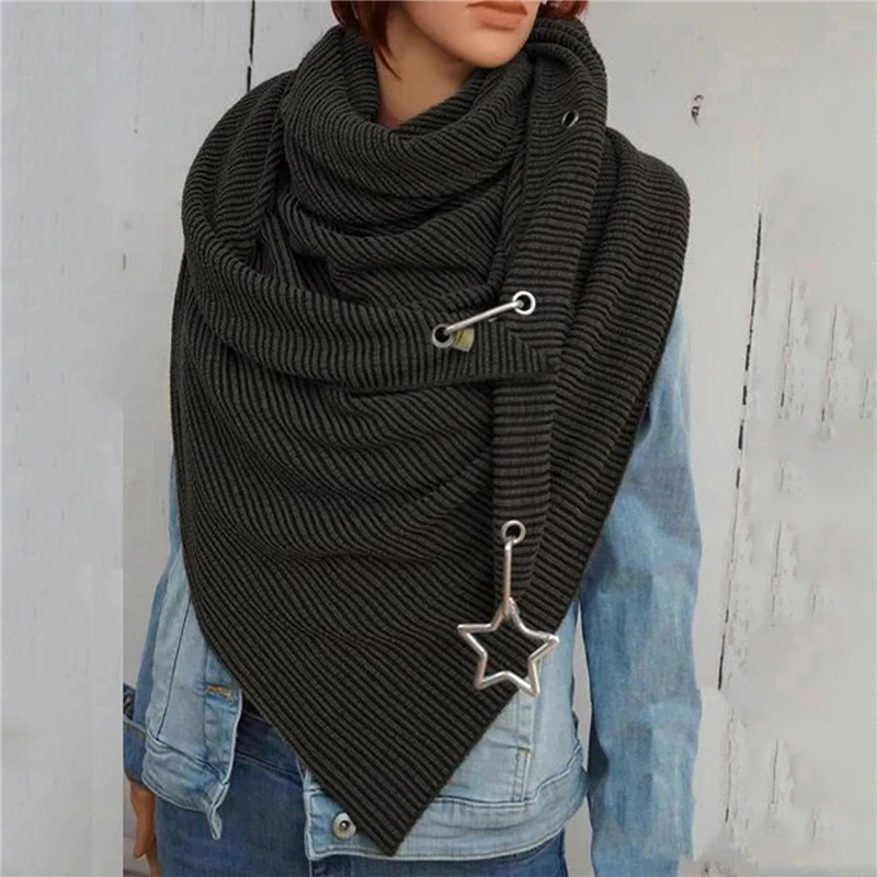 

2020 Women Winter Retro Designer Scarf Wraps Women Solid Metal Button Soft Wrap Casual Warm Scarves Shawls British Scarves