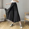 Summer Elastic Pleated Skirt Women Capris Korean Chiffon Trouser Skirt High Waist Casual Wide Leg Pant Women Street Pant Skirt 5