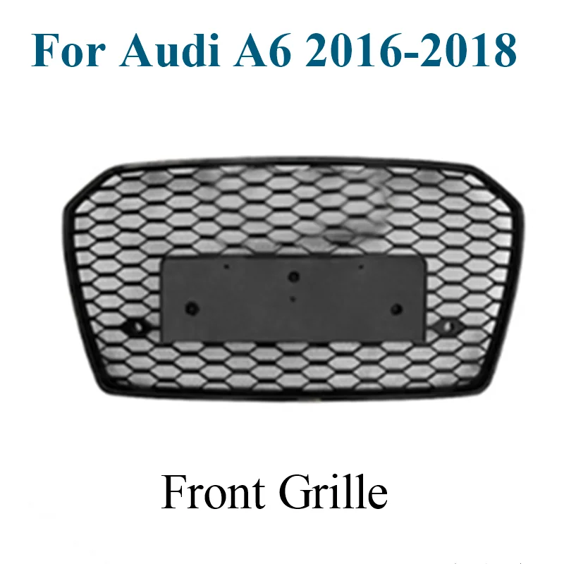 

Полностью Черная решетка для переднего бампера RS6 с логотипом для Audi A6 L S6 2016 2017 2018, детали кузова автомобиля, решетка для гонок
