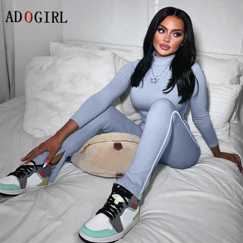 

Водолазка с длинным рукавом, женский комбинезон, повседневная спортивная одежда, тренировочный комбинезон, облегающий эластичный модный у...