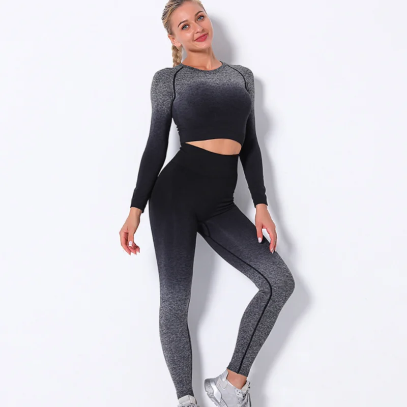 

2020 New Athletic Wear Women Fitness Clothing Sport Workout Leggings Seamless Yoga Set