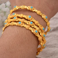 4pcslot two color dubai gold color bracelet african bridal bangles for women wedding jewelery gifts