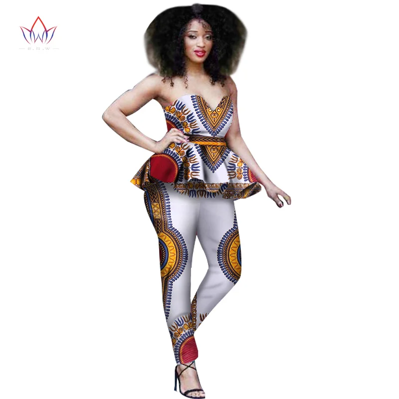 

Африканская традиционная одежда для женщин Дашики европейская одежда женская укороченный топ и брюки размера плюс одежда для женщин WY645
