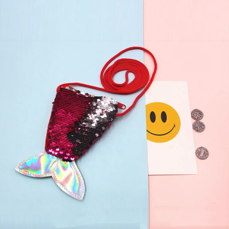 Новинка 2020 два цвета с блестками хвост русалки кошелек для монет ремешок сумка