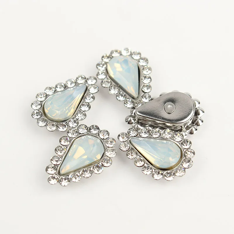 White Opal Silver 50 шт. Каплевидная форма цветка пришить на горный хрусталь Кристалл Flatback горный хрусталь Золотая основа с оправа, коготь DIY одежда платье - Цвет: White Opal Silver