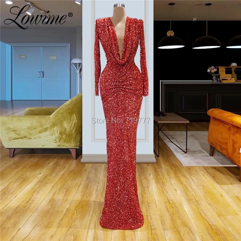 Saudi Arabia V Neck Evening Dresses Long Sleeves Women Formal Gown 2020 Robe De Soiree Prom Dress Dubai Aibye Party Gowns Kaftan | Свадьбы и