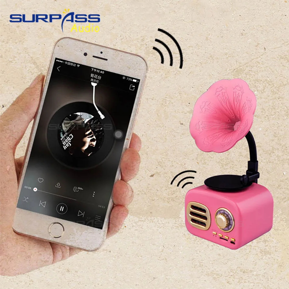 Retro Trumpet Style Bluetooth Mini Speaker Wireless Stereo Subwoofer Music Box Wooden Speakers With FM Radio TF For Phone | Электроника