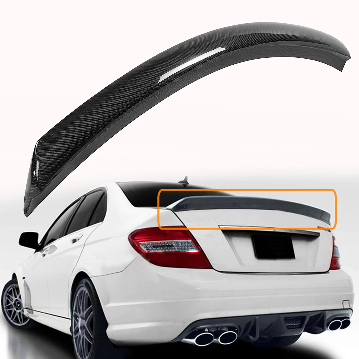 W204 C250 C300 C63 Реальные углеродного волокна автомобилей спойлер заднего багажника