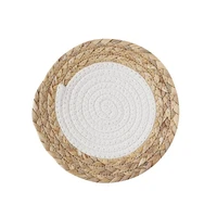 new straw table mat plate mat pot mat durable heat insulation mat hand woven mat kitchen cotton thread woven mat cup mat