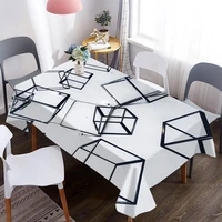 abstract print decorative oxford fabric tablecloth waterproof thick rectangular wedding dining table cover tea table cloth