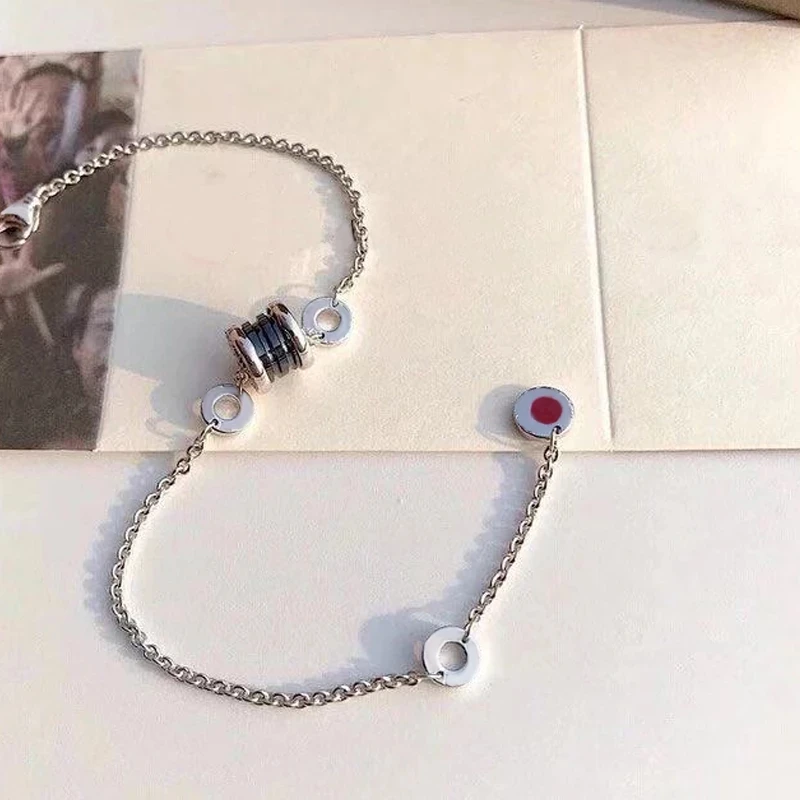 

S925 Sterling Silver Bracelet Brand Classic Black Ceramic Red Bracelet Fashion Personality Jewelry Decoration Couple Bracelet