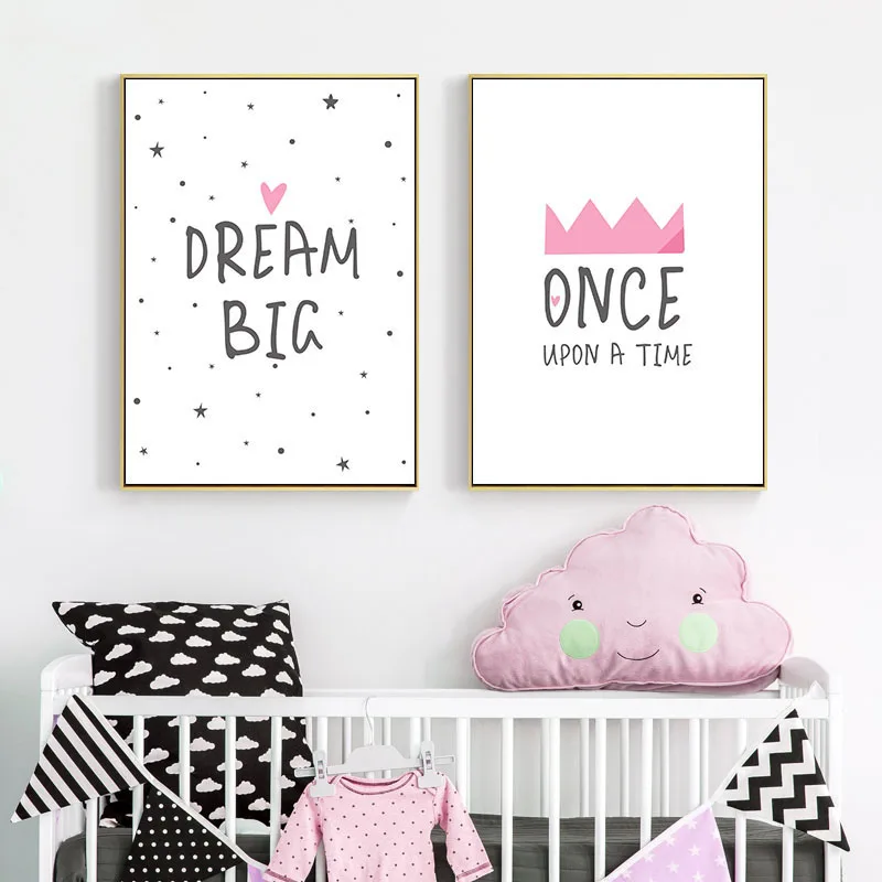 Настенная Картина на холсте для маленьких девочек минималистичные плакаты