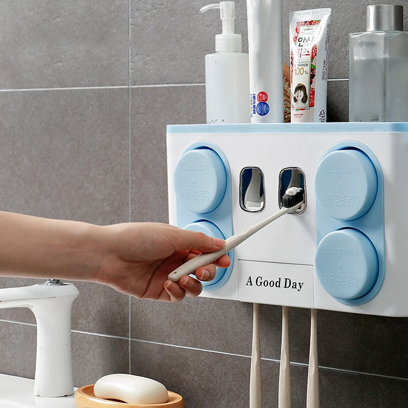 YIWUMART Automatic Toothpaste Squeezer Kit Wall-mount Multifunctional Toothbrush Cups Dispenser Set Storage Rack | Дом и сад