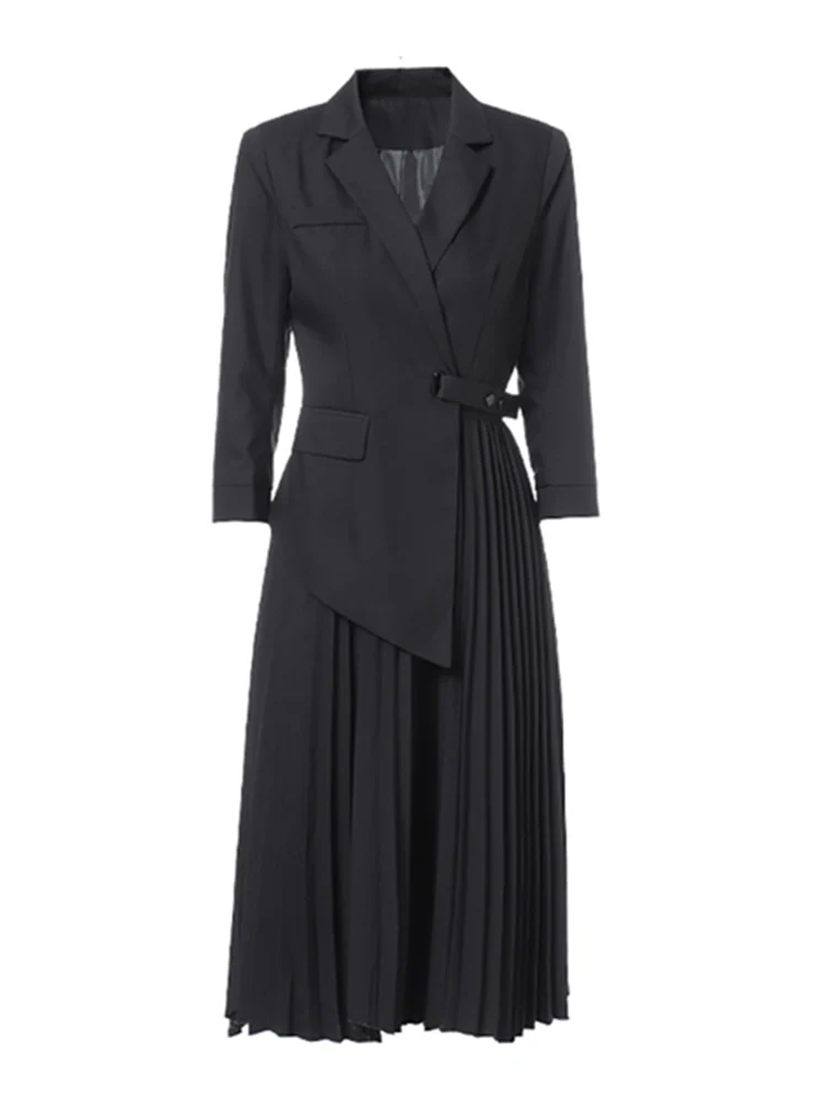 Винтажный Блейзер платья женское модное лоскутное гофрированное платье с