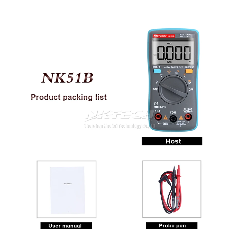 NKTECH Цифровой мультиметр карман NK-51A NK-51B NK-51C NK-51D истинного среднеквадратичного значения переменного тока Амперметр Вольтметр переменного тока постоянного тока Гц Ом Температура Электрический тестер