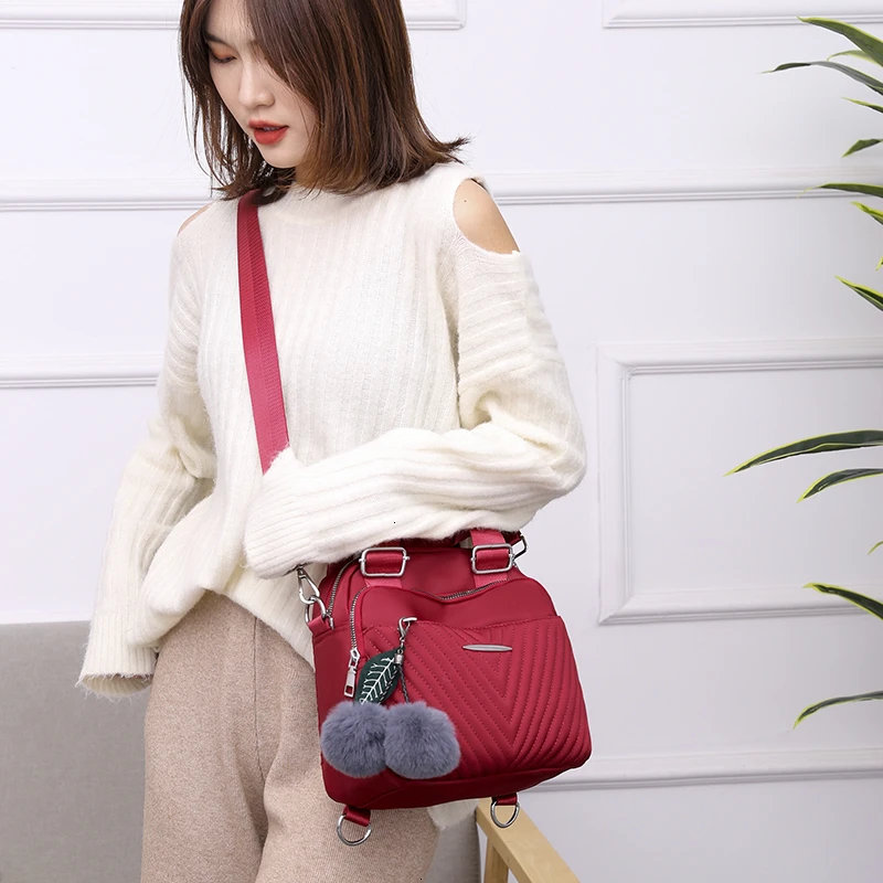 Women Backpack Female Hairball New Shoulder Bag Multi-purpose Casual Fashion Ladies Small Backpack Travel Bag For Girls Backpack